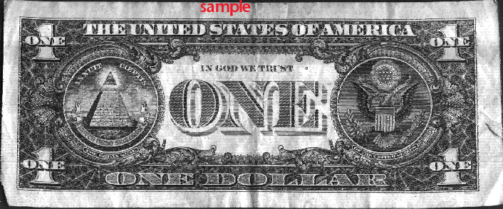 dollar bill back. on the One Dollar Bill